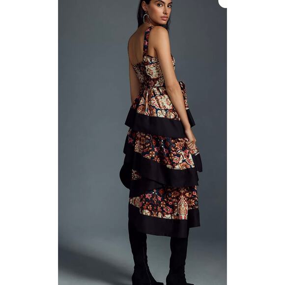Anthropologie Floral Maxi Dress - Black and Gold - Picture 3 of 7